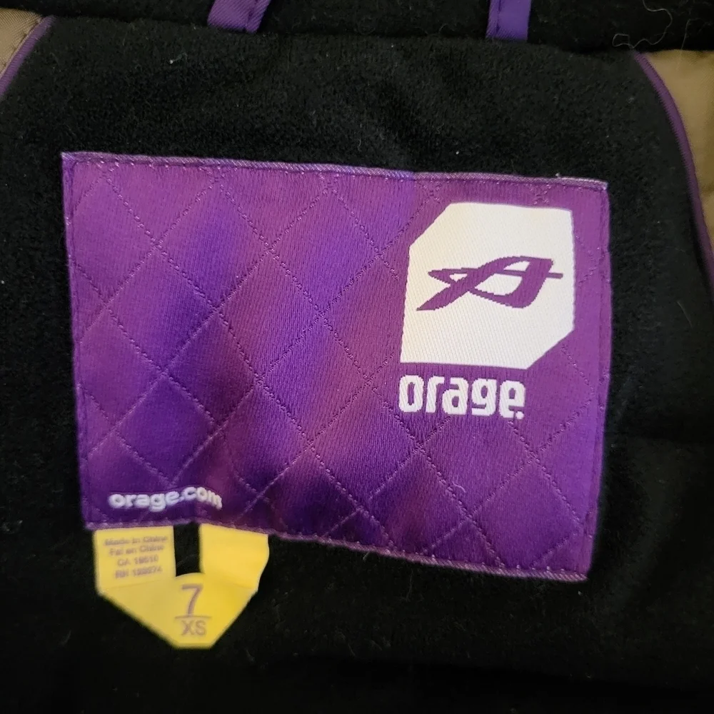 Orage Kids Yellow Prime 10 Ski Jacket Size 7 Extra Small Full Zip